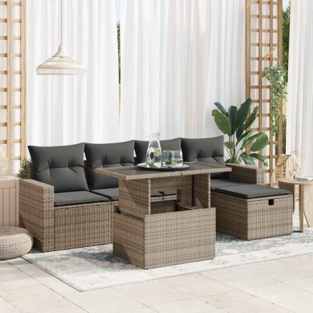 Set de muebles de jardín 6 pzas y cojines ratán sintético gris de , Conjuntos de jardín - Ref: Foro24-3327810, Precio: 410,47...