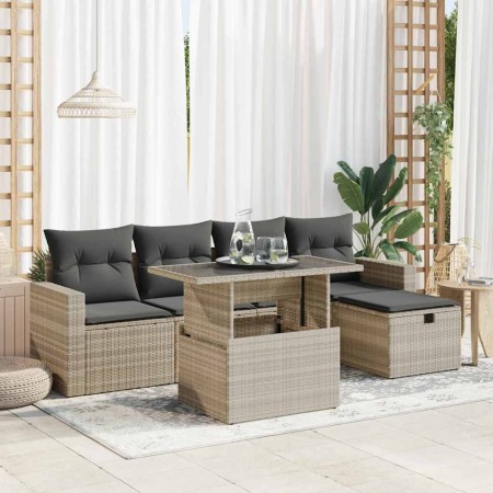 Set de sofás de jardín 6 pzas y cojines ratán sintético gris de , Conjuntos de jardín - Ref: Foro24-3327812, Precio: 441,58 €...