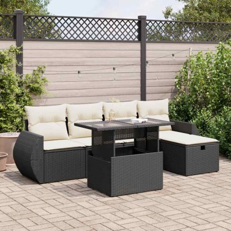Set de sofás de jardín 6 piezas y cojines ratán sintético negro de , Conjuntos de jardín - Ref: Foro24-3327886, Precio: 464,6...