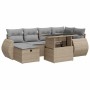 Set sofás de jardín 7 piezas y cojines ratán sintético beige de , Conjuntos de jardín - Ref: Foro24-3327899, Precio: 526,65 €...