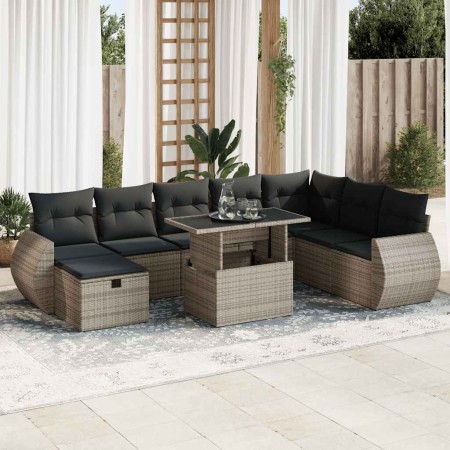 Set de sofás de jardín con cojines 9 pzas ratán sintético gris de , Conjuntos de jardín - Ref: Foro24-3327920, Precio: 602,50...