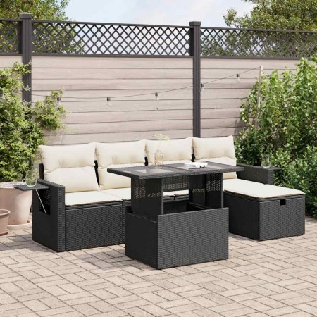 Set de sofás de jardín 6 piezas y cojines ratán sintético negro de , Conjuntos de jardín - Ref: Foro24-3327846, Precio: 455,7...