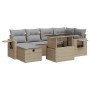 Set sofás de jardín 7 piezas y cojines ratán sintético beige de , Conjuntos de jardín - Ref: Foro24-3327859, Precio: 530,21 €...