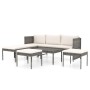 Set de muebles de jardín 6 pzas y cojines ratán sintético gris de vidaXL, Conjuntos de jardín - Ref: Foro24-313340, Precio: 3...