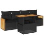 Set sofás jardín y cojines 5 pzas ratán sintético acacia negro de , Conjuntos de jardín - Ref: Foro24-3327653, Precio: 357,33...