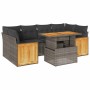 Set sofás jardín y cojines 7 pzas ratán sintético acacia gris de , Conjuntos de jardín - Ref: Foro24-3327679, Precio: 492,05 ...