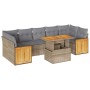 Set sofás jardín y cojines 8 pzas ratán sintético acacia beige de , Conjuntos de jardín - Ref: Foro24-3327685, Precio: 548,98...