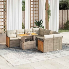 Set sofás jardín y cojines 9 pzas ratán sintético acacia beige de , Conjuntos de jardín - Ref: Foro24-3327691, Precio: 677,02...