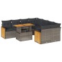 Set sofás jardín y cojines 9 pzas ratán sintético acacia gris de , Conjuntos de jardín - Ref: Foro24-3327693, Precio: 599,87 ...