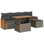 Set sofás jardín y cojines 6 pzas ratán sintético acacia gris de , Conjuntos de jardín - Ref: Foro24-3327700, Precio: 401,84 ...