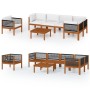Muebles de jardín 7 pzas cojines crema madera maciza de acacia de vidaXL, Conjuntos de jardín - Ref: Foro24-3057905, Precio: ...