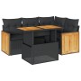 Set sofás jardín y cojines 5 pzas ratán sintético acacia negro de , Conjuntos de jardín - Ref: Foro24-3327702, Precio: 377,34...