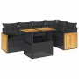 Set sofás jardín y cojines 6 pzas ratán sintético acacia negro de , Conjuntos de jardín - Ref: Foro24-3327709, Precio: 438,00...