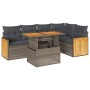 Set sofás jardín y cojines 6 pzas ratán sintético acacia gris de , Conjuntos de jardín - Ref: Foro24-3327714, Precio: 452,83 ...