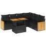 Set sofás jardín y cojines 7 pzas ratán sintético acacia negro de , Conjuntos de jardín - Ref: Foro24-3327716, Precio: 488,59...