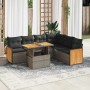 Set sofás jardín y cojines 7 pzas ratán sintético acacia gris de , Conjuntos de jardín - Ref: Foro24-3327721, Precio: 478,35 ...