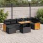 Set sofás jardín y cojines 7 pzas ratán sintético acacia negro de , Conjuntos de jardín - Ref: Foro24-3327737, Precio: 541,55...