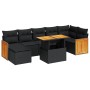 Set sofás jardín y cojines 7 pzas ratán sintético acacia negro de , Conjuntos de jardín - Ref: Foro24-3327737, Precio: 541,55...