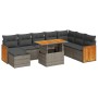 Set sofás jardín y cojines 7 pzas ratán sintético acacia gris de , Conjuntos de jardín - Ref: Foro24-3327749, Precio: 601,82 ...