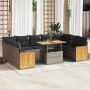 Set sofás jardín y cojines 10 pzas ratán sintético acacia gris de , Conjuntos de jardín - Ref: Foro24-3327756, Precio: 658,13...