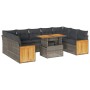 Set sofás jardín y cojines 10 pzas ratán sintético acacia gris de , Conjuntos de jardín - Ref: Foro24-3327756, Precio: 658,13...