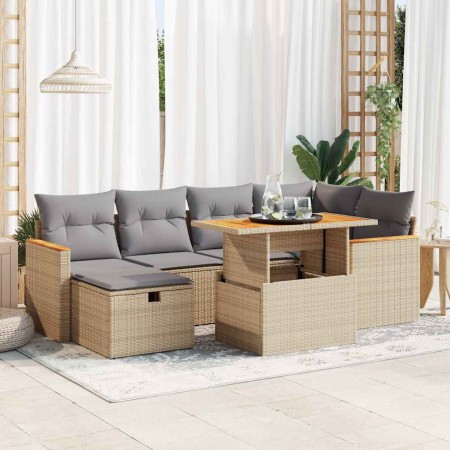 Set de sofás de jardín y cojines 8 piezas ratán sintético beige de , Conjuntos de jardín - Ref: Foro24-3328116, Precio: 498,3...