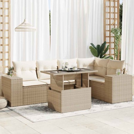 Juego de sofás jardín con cojines 6 pzas ratán sintético beige de , Conjuntos de jardín - Ref: Foro24-3326799, Precio: 525,71...
