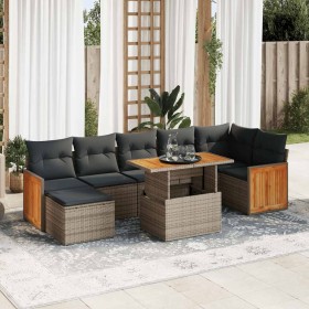 Set sofás jardín y cojines 7 pzas ratán sintético acacia gris de , Conjuntos de jardín - Ref: Foro24-3327742, Precio: 522,80 ...