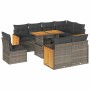 Set sofás jardín y cojines 9 pzas ratán sintético acacia gris de , Conjuntos de jardín - Ref: Foro24-3327728, Precio: 636,22 ...