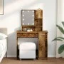 Tocador con luces LED madera envejecida 86,5x35x136 cm de , Mesas - Ref: Foro24-857023, Precio: 105,56 €, Descuento: %