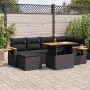 Set sofás jardín y cojines 7 pzas ratán sintético acacia negro de , Conjuntos de jardín - Ref: Foro24-3327618, Precio: 536,01...