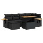 Set sofás jardín y cojines 7 pzas ratán sintético acacia negro de , Conjuntos de jardín - Ref: Foro24-3327618, Precio: 536,01...