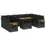 Set sofás jardín y cojines 10 pzas ratán sintético acacia negro de , Conjuntos de jardín - Ref: Foro24-3327639, Precio: 737,0...