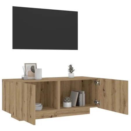Mueble de TV luces LED madera roble artisan 100x35x40 cm de , Muebles TV - Ref: Foro24-856354, Precio: 90,86 €, Descuento: %