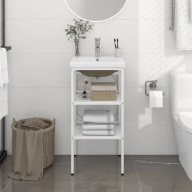 Estructura de baño con lavabo incorporado hierro blanco de , Tocadores de baño - Ref: Foro24-3101373, Precio: 139,33 €, Descu...
