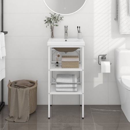 Estructura de baño con lavabo incorporado hierro blanco de , Tocadores de baño - Ref: Foro24-3101373, Precio: 141,50 €, Descu...