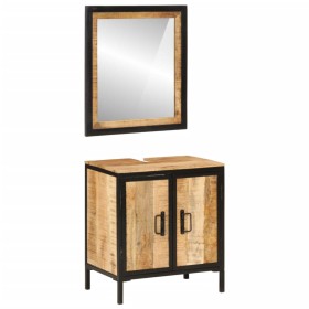 Conjunto de muebles de baño 2 pzas madera maciza mango y hierro de , Muebles de baño - Ref: Foro24-3217114, Precio: 201,54 €,...
