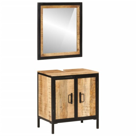 Conjunto de muebles de baño 2 pzas madera maciza mango y hierro de , Muebles de baño - Ref: Foro24-3217114, Precio: 201,54 €,...