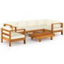 Muebles de jardín 7 pzas cojines blanco crema madera de acacia de vidaXL, Conjuntos de jardín - Ref: Foro24-3057934, Precio: ...