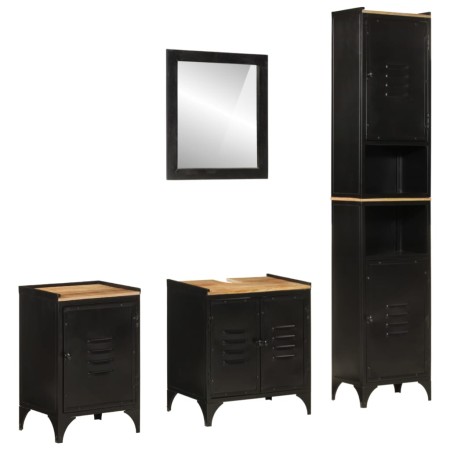 Conjunto de muebles de baño 4 pzas madera maciza mango y hierro de , Muebles de baño - Ref: Foro24-3217111, Precio: 532,47 €,...