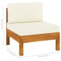 Muebles de jardín 7 pzas cojines blanco crema madera de acacia de vidaXL, Conjuntos de jardín - Ref: Foro24-3057934, Precio: ...