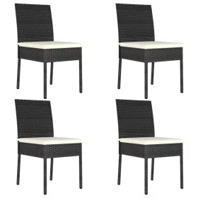 Sillas de comedor de jardín 4 unidades ratán sintético negro de vidaXL, Sillas de jardín - Ref: Foro24-315107, Precio: 222,65...