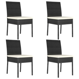 Sillas de comedor de jardín 4 unidades ratán sintético negro de vidaXL, Sillas de jardín - Ref: Foro24-315107, Precio: 225,10...
