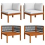 Muebles de jardín 5 pzas cojines crema madera maciza de acacia de vidaXL, Conjuntos de jardín - Ref: Foro24-3057885, Precio: ...