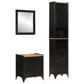 Conjunto de muebles de baño 3 pzas madera maciza mango y hierro de , Muebles de baño - Ref: Foro24-3217110, Precio: 457,73 €,...