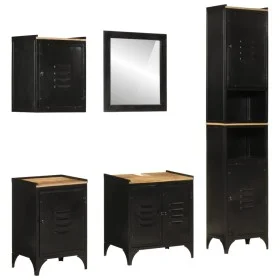 Conjunto de muebles de baño 5 pzas madera maciza mango y hierro de , Muebles de baño - Ref: Foro24-3217112, Precio: 615,64 €,...
