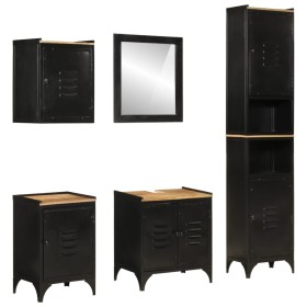 Conjunto de muebles de baño 5 pzas madera maciza mango y hierro de , Muebles de baño - Ref: Foro24-3217112, Precio: 652,83 €,...