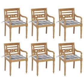 Sillas Batavia 6 unidades madera maciza de teca con cojines de , Sillas de jardín - Ref: Foro24-3073336, Precio: 739,31 €, De...
