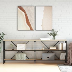 Mesa consola hierro madera ingeniería roble Sonoma 200x30x75 cm de , Mesas auxiliares - Ref: Foro24-832859, Precio: 111,44 €,...