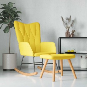 Silla mecedora con reposapiés tela amarillo mostaza de , Mecedoras - Ref: Foro24-327629, Precio: 114,36 €, Descuento: %